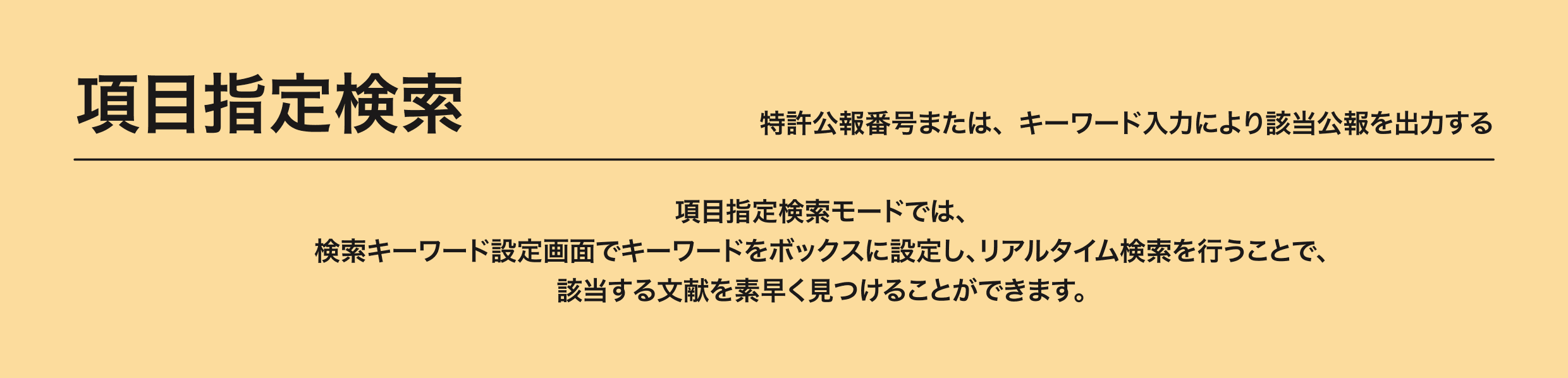 項目指定検索のスクリーンショット